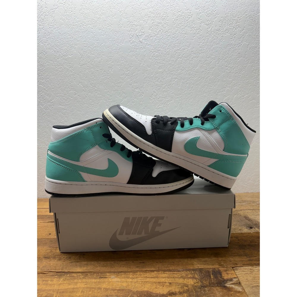 Nike Air Jordan 1 Mid Tropical Twist Teal Black White 554724-132 Mens 13 - Picture 5 of 9